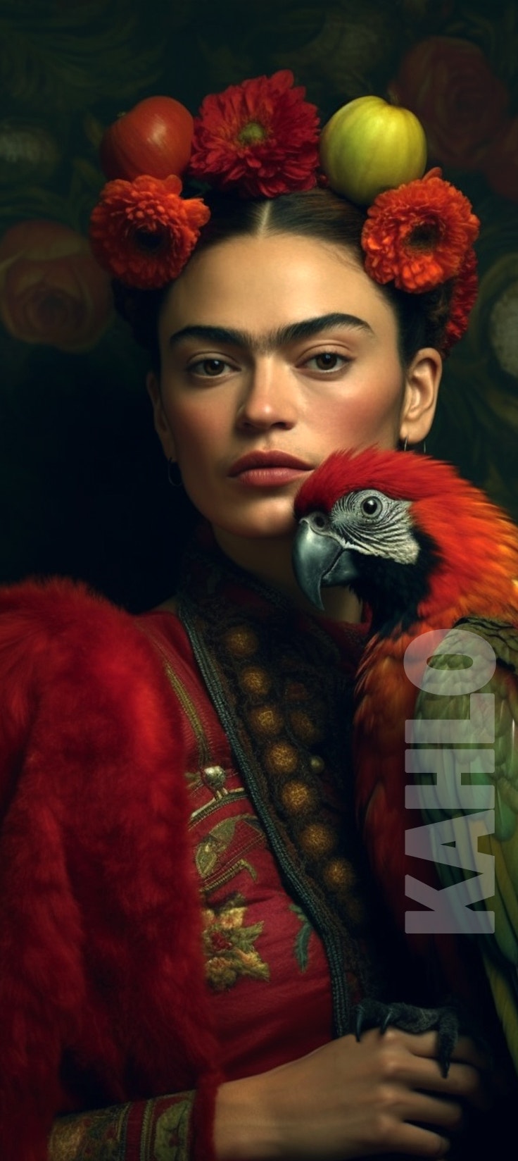 Frida Kahlo with Parrot