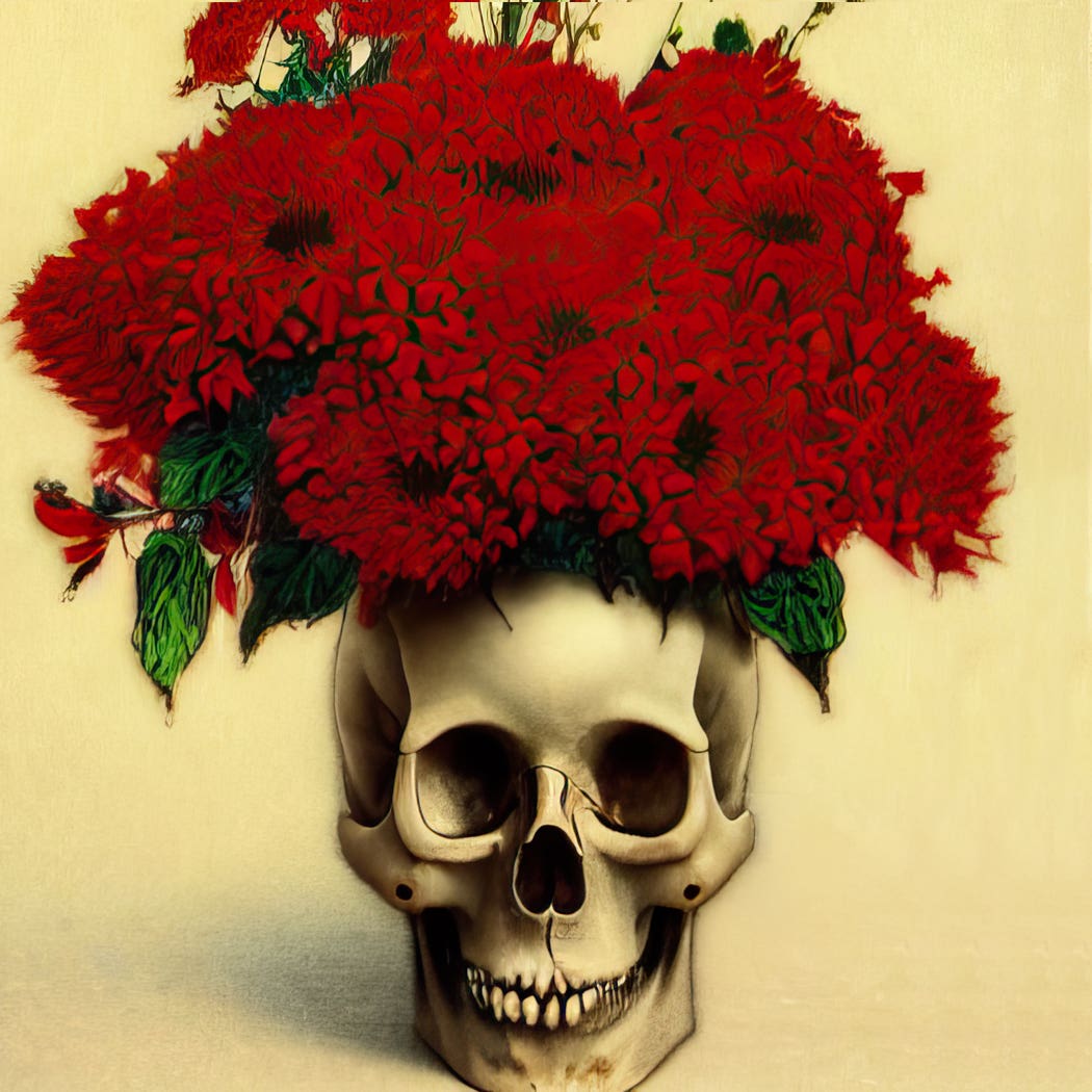 Skulls and Flowers XI