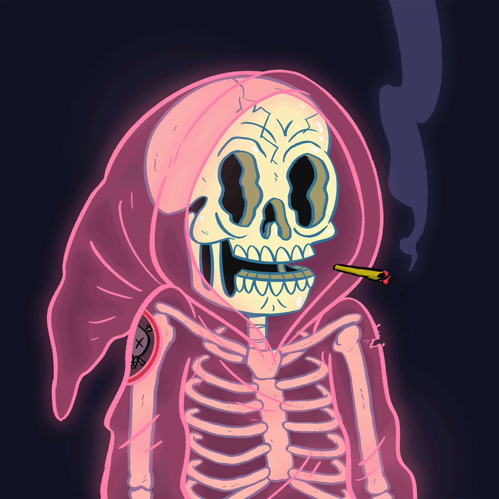 skeleton smoking weed gif
