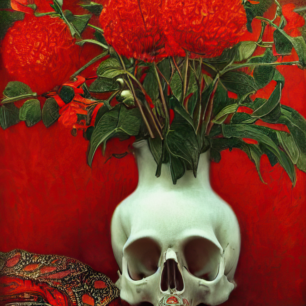 Skulls and Flowers IX