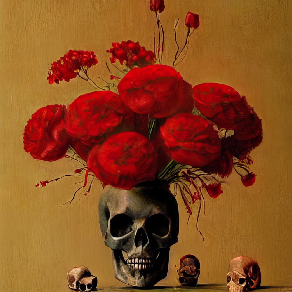 Skulls and Flowers IV