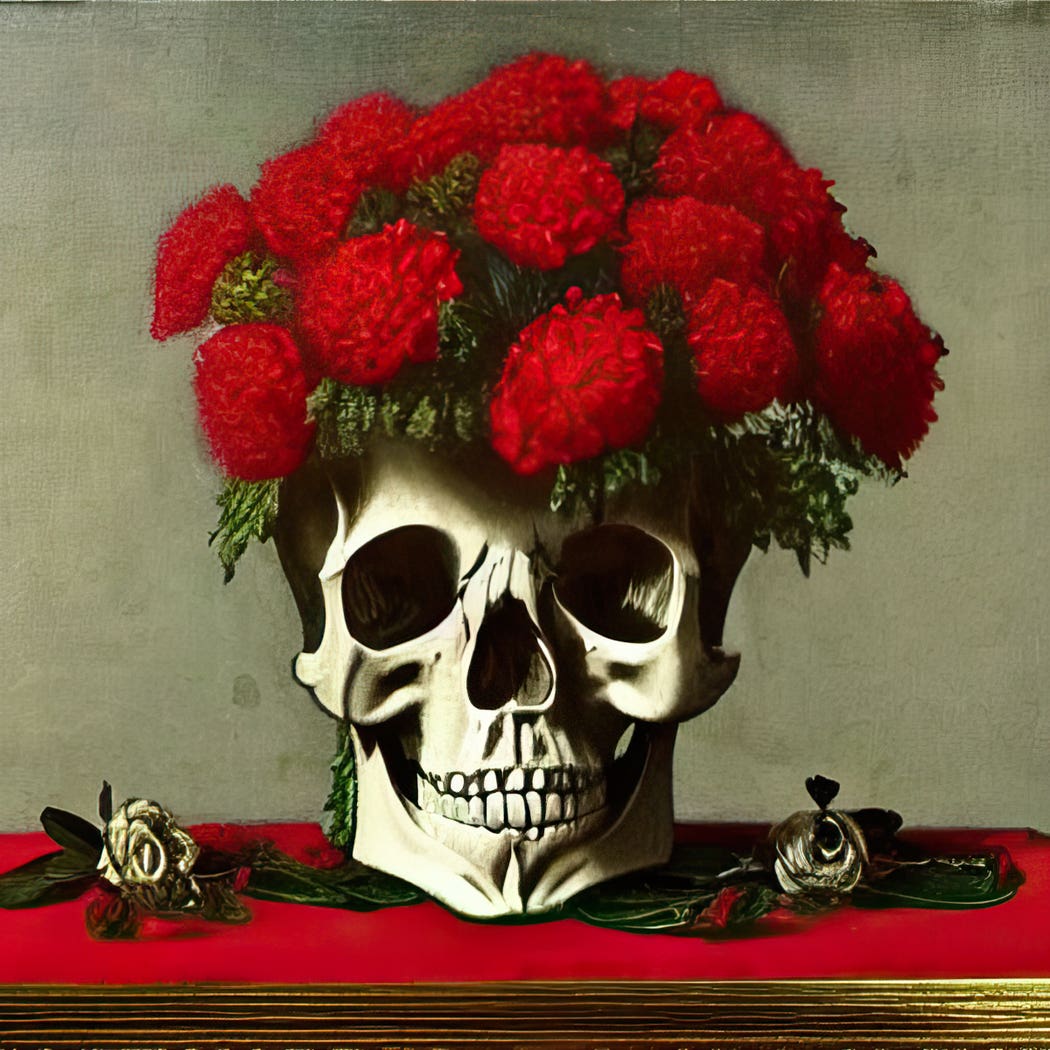 Skulls and Flowers I